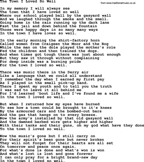 the town i loved so well lyrics